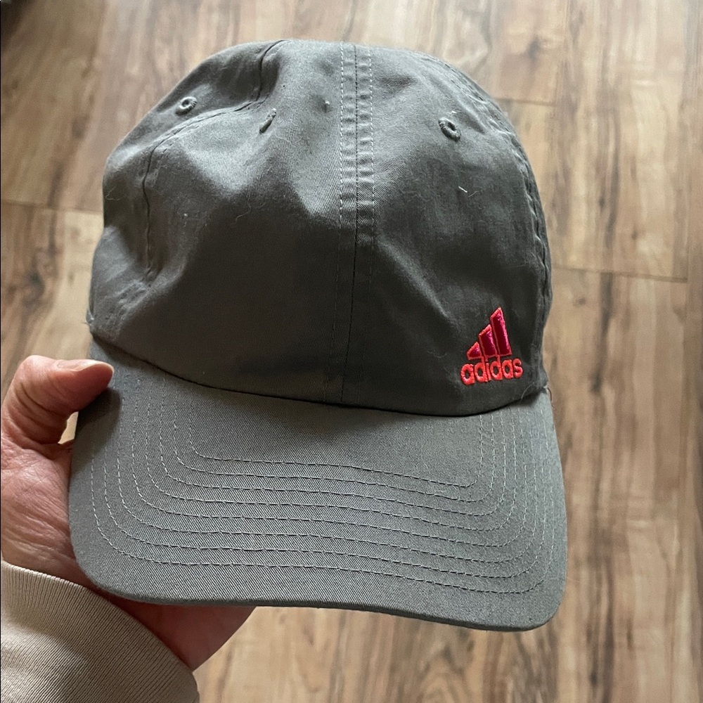 Adidas Gray Hat with Vibrant Red Logo